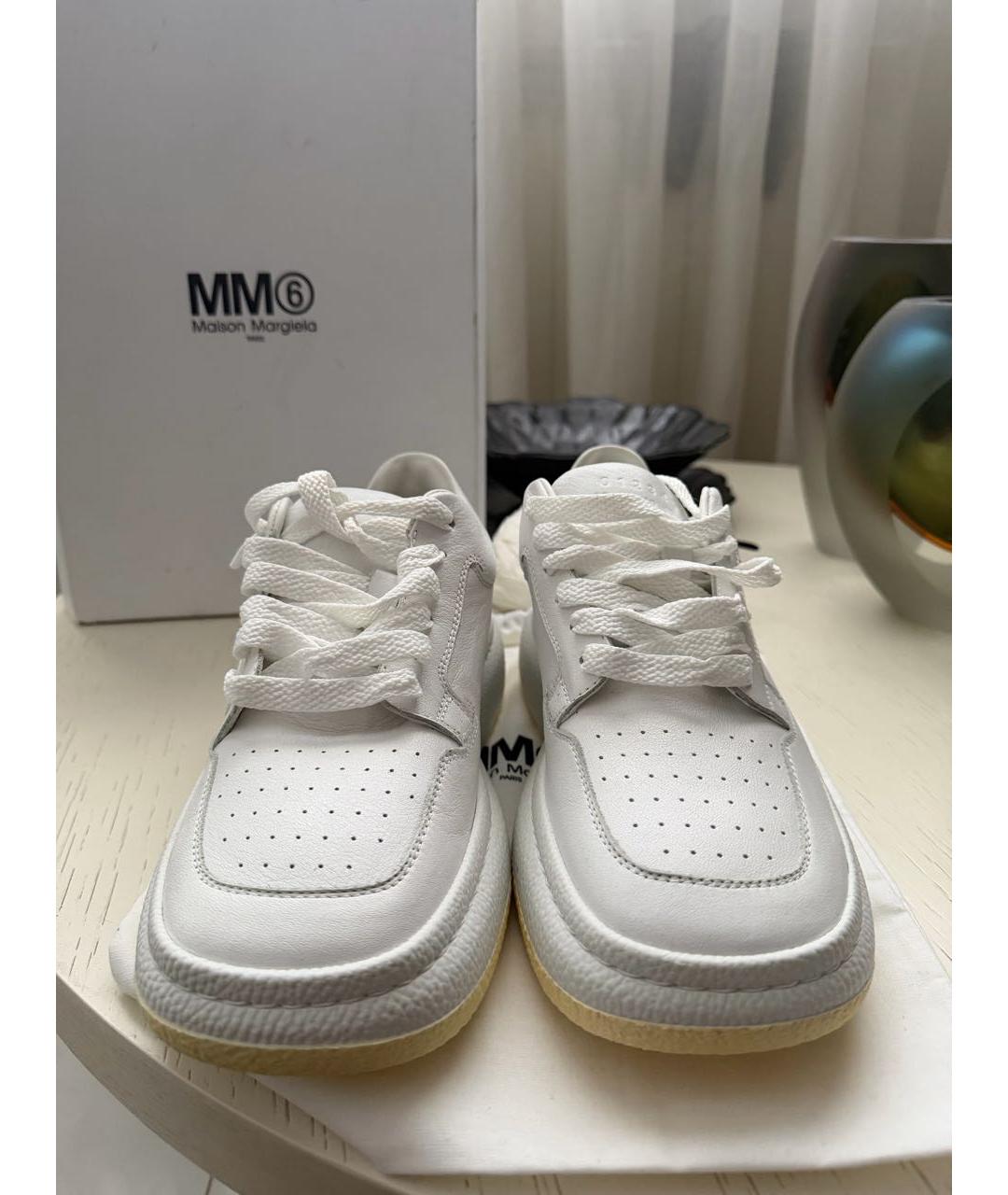 MAISON MARGIELA Белые кожаные кеды, фото 2