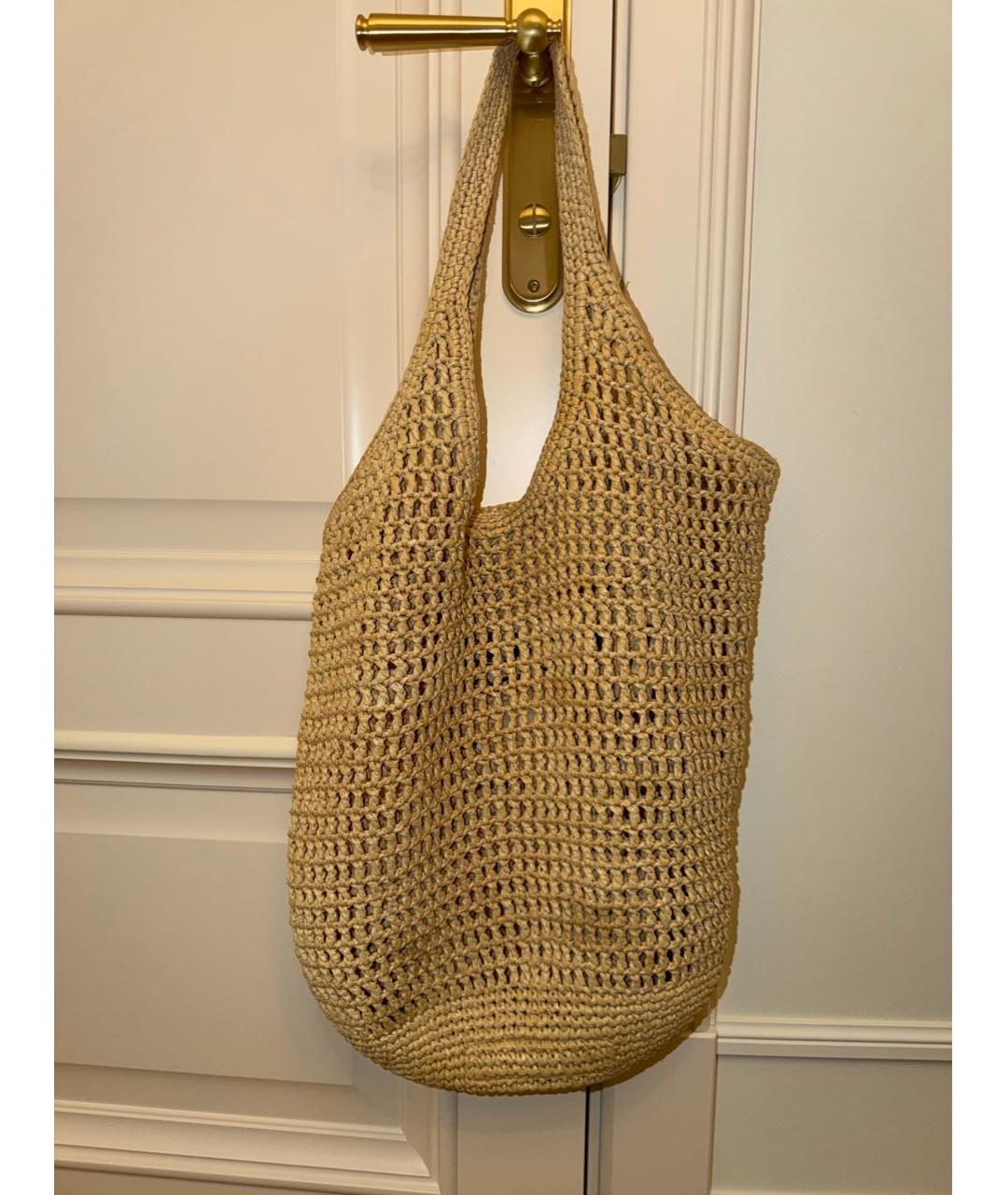 PRADA Бежевая пелетеная пляжная сумка, фото 3