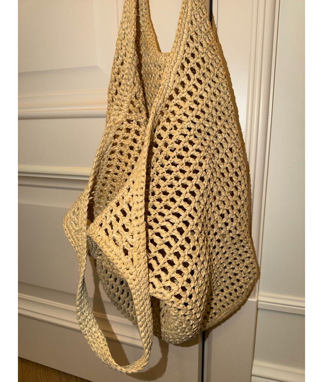 PRADA Бежевая пелетеная пляжная сумка, фото 5