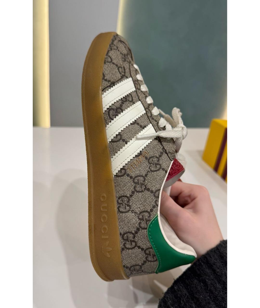 GUCCI Коричневые текстильные кеды, фото 6