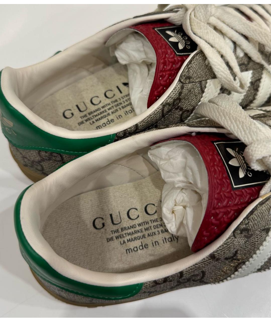 GUCCI Коричневые текстильные кеды, фото 3