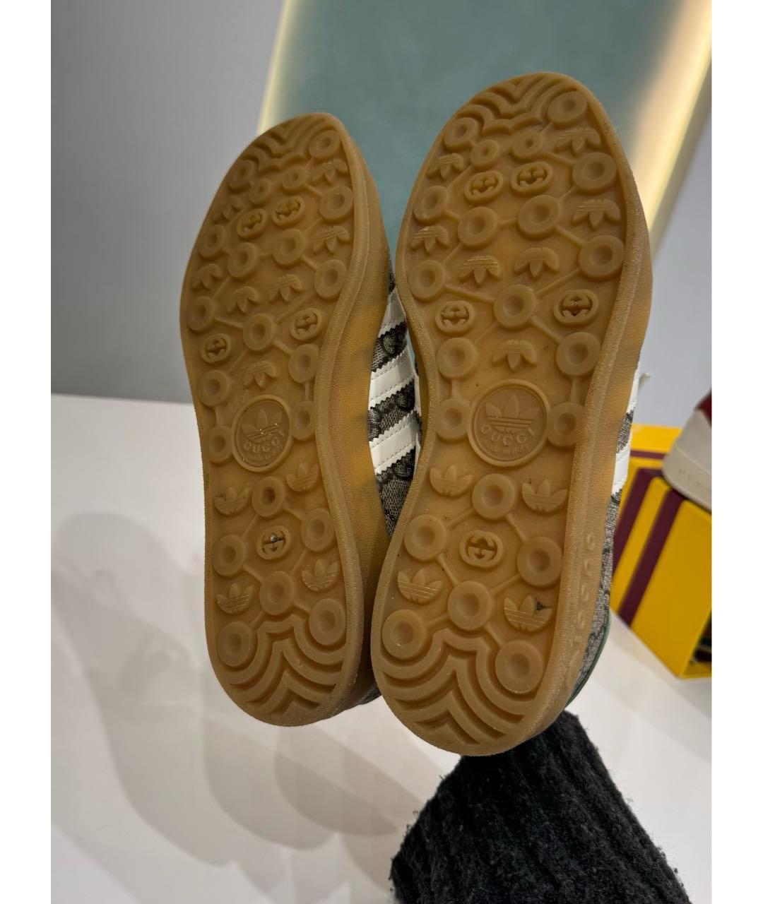 GUCCI Коричневые текстильные кеды, фото 4