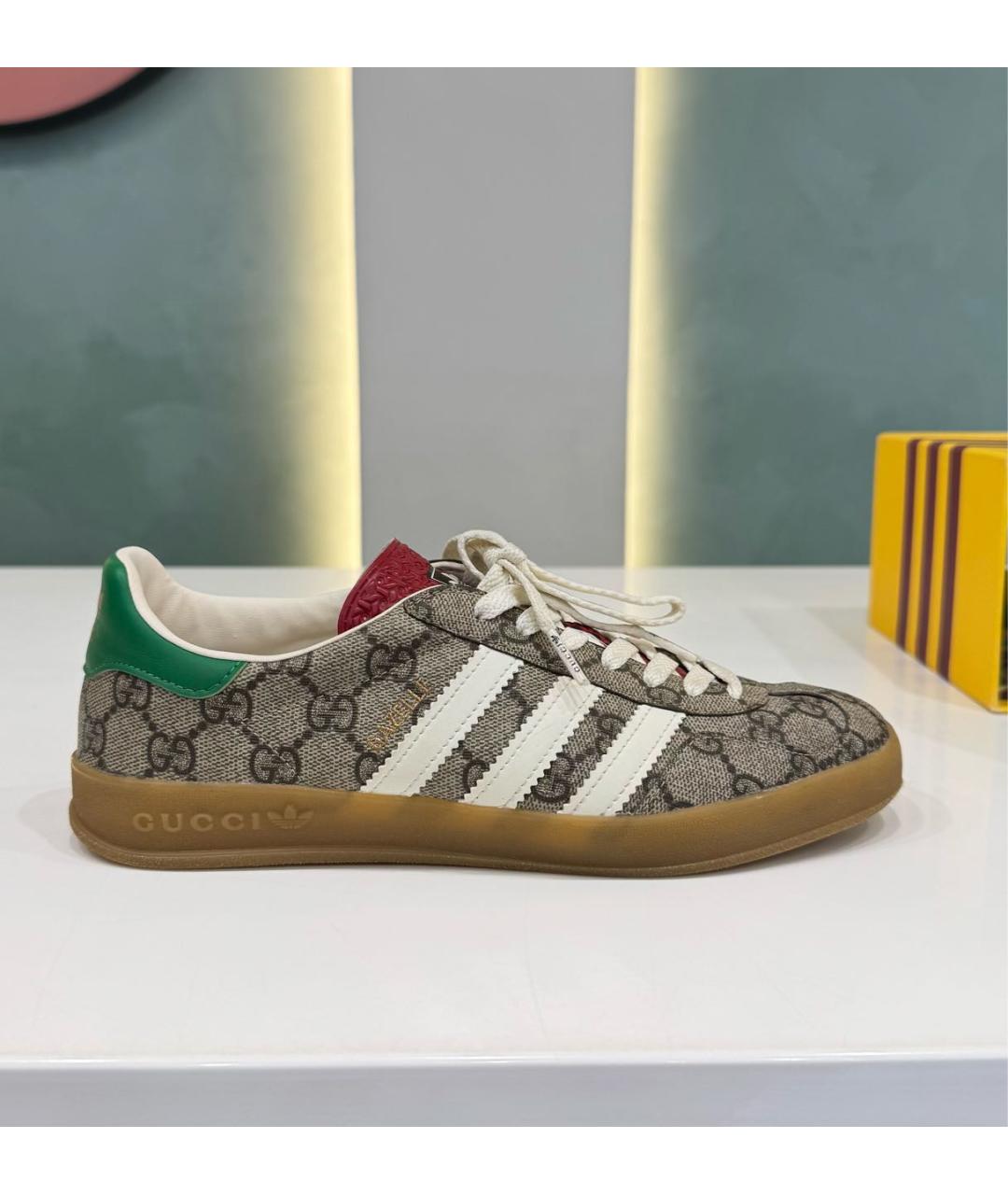 GUCCI Коричневые текстильные кеды, фото 9