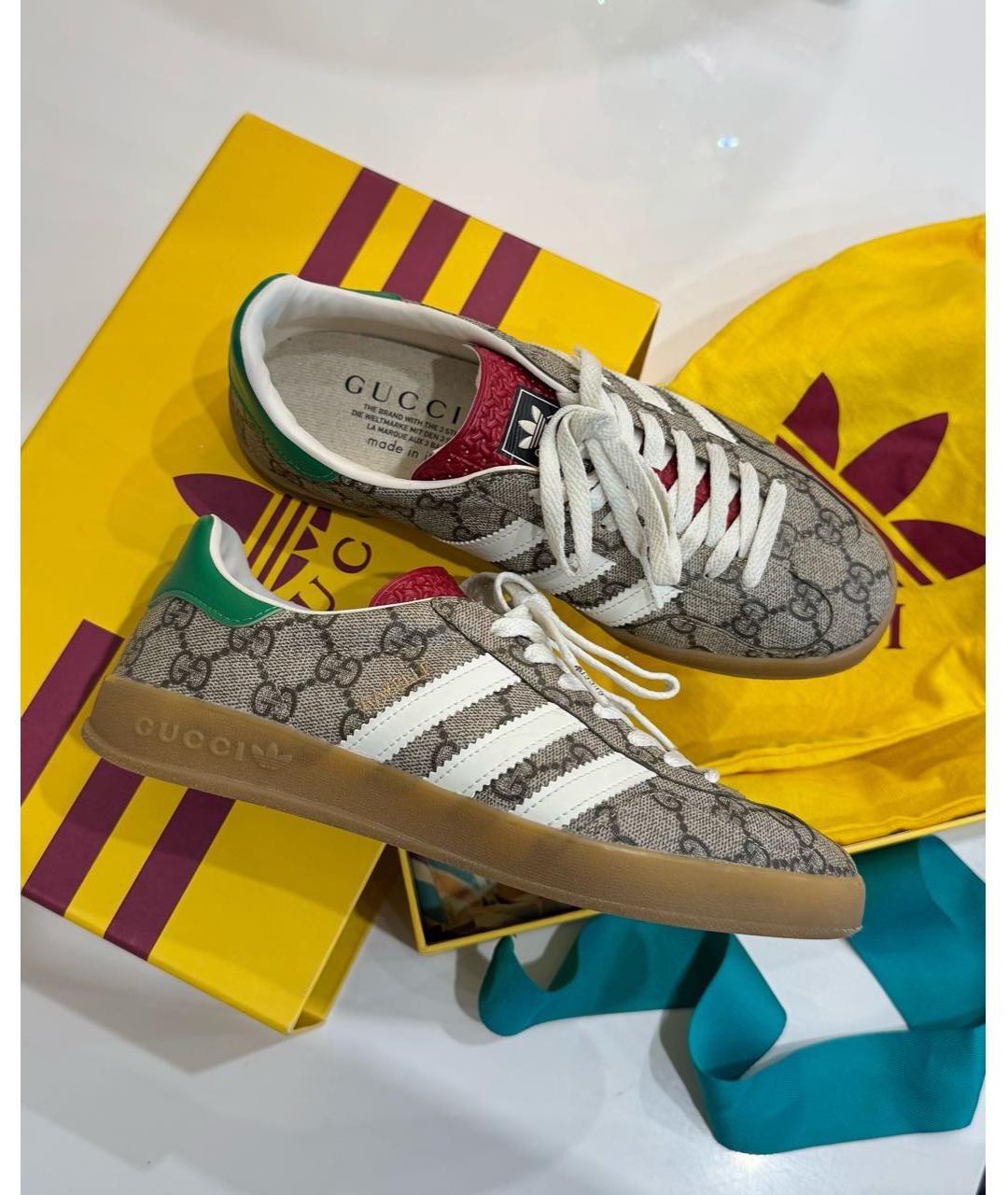 GUCCI Коричневые текстильные кеды, фото 8