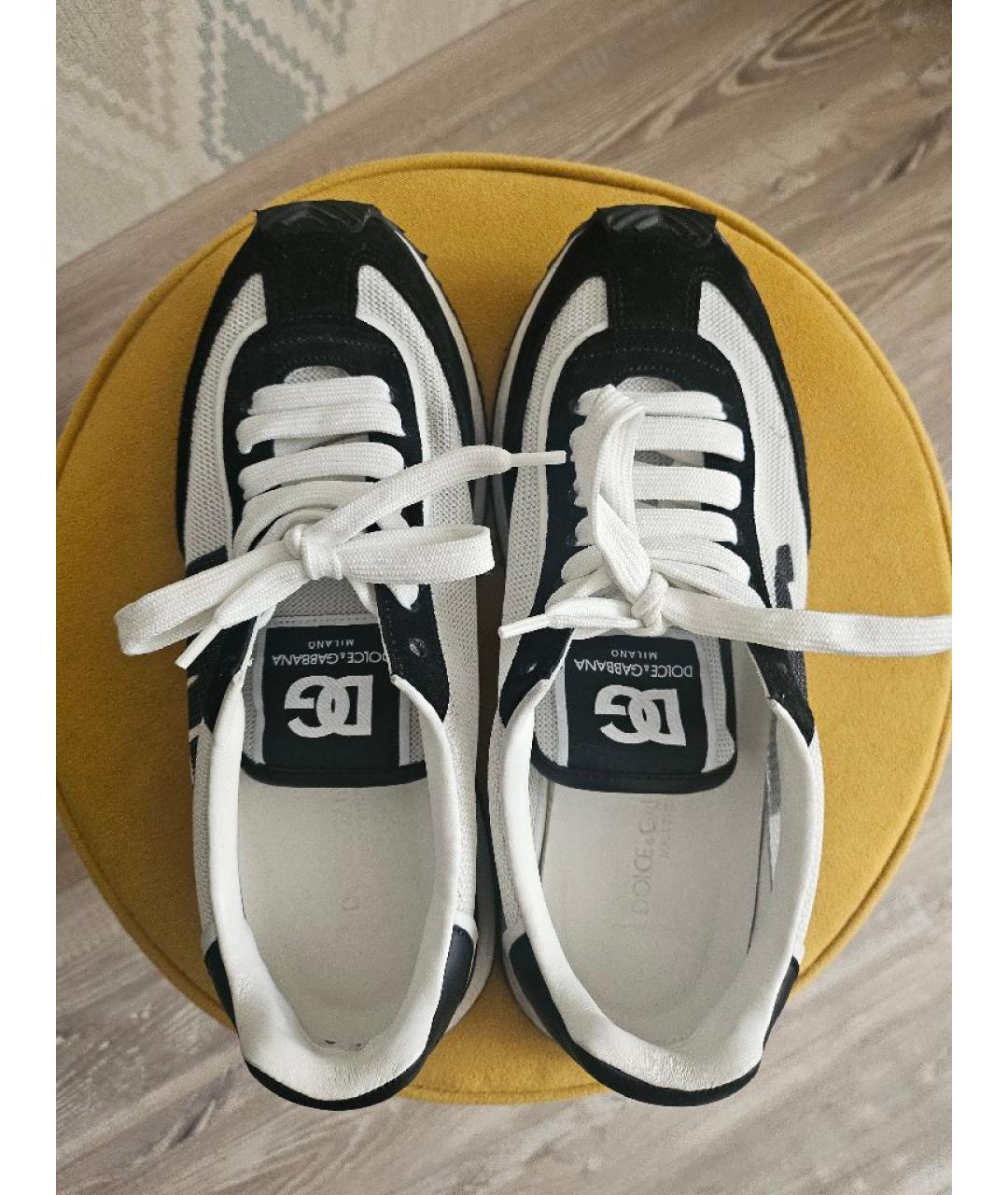 DOLCE&GABBANA Белые текстильные кроссовки, фото 2