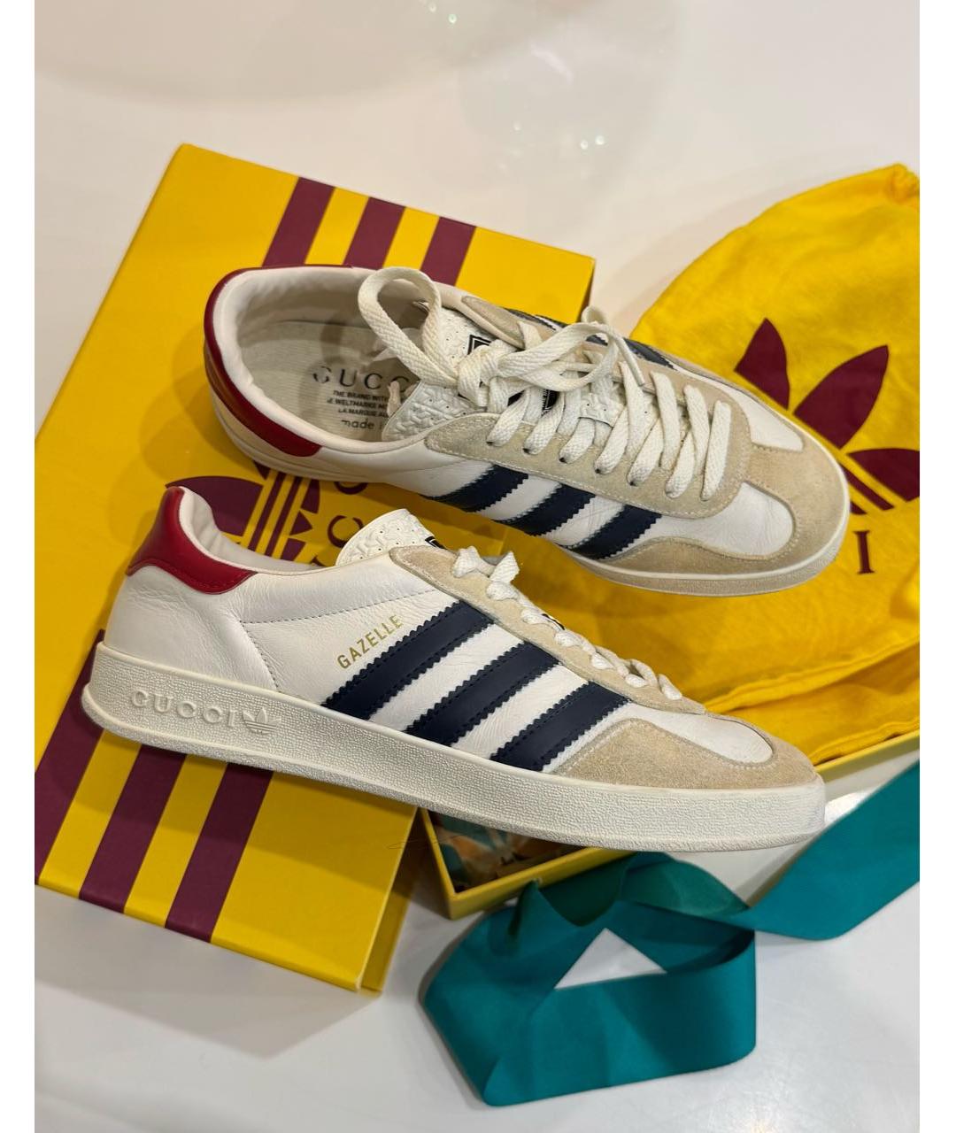 GUCCI Белые кожаные кеды, фото 8