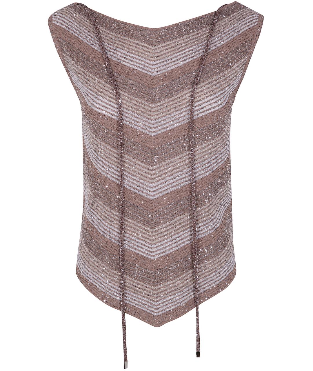 D.EXTERIOR Коричневая полиэстеровая футболка, фото 1