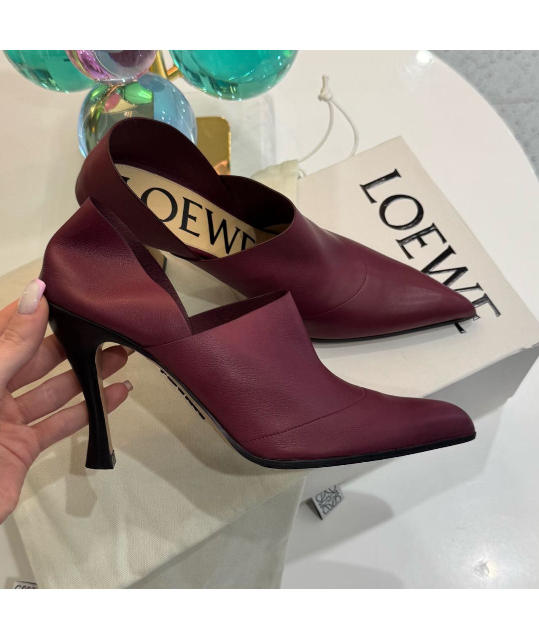 LOEWE Бордовые кожаные туфли, фото 6