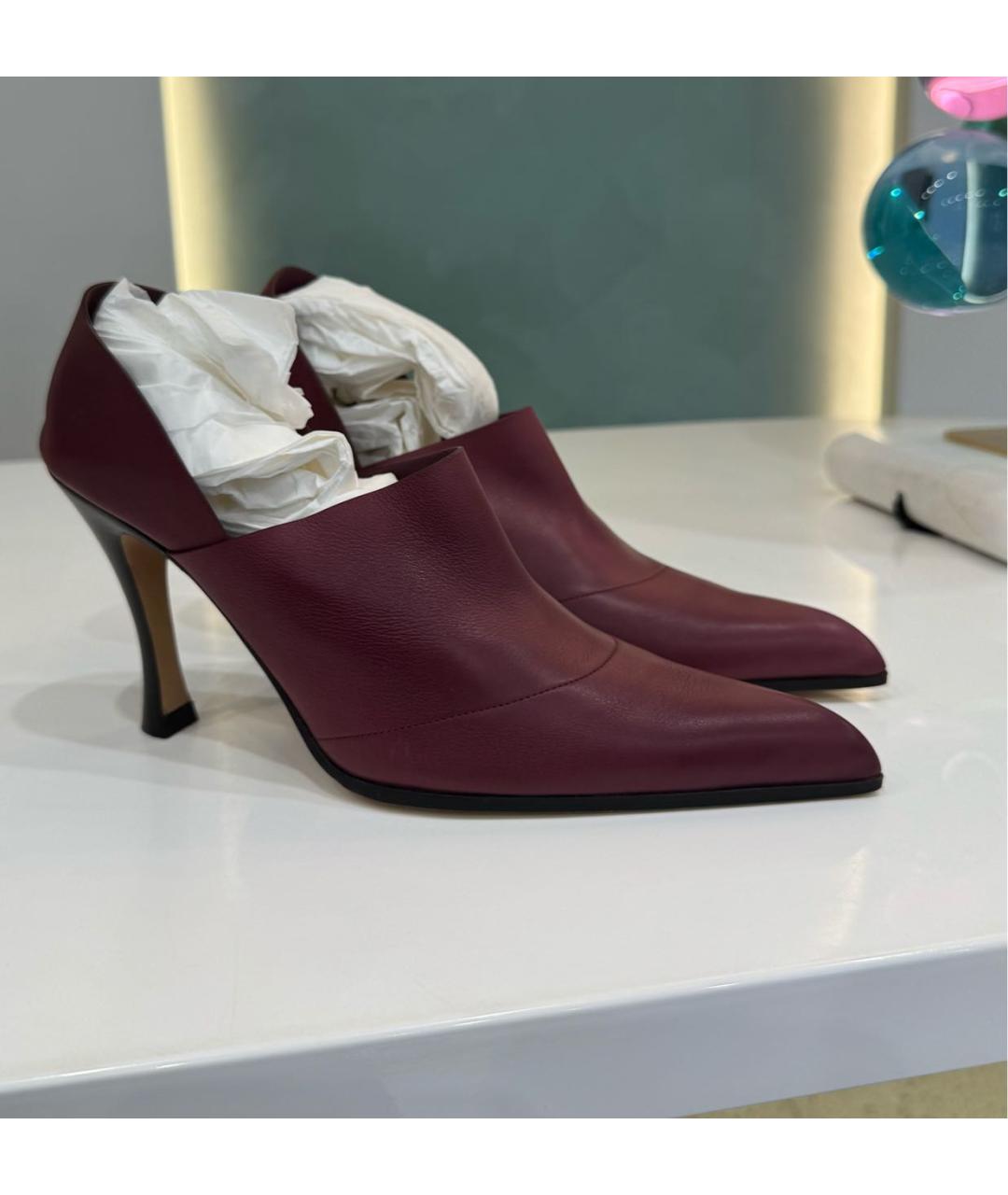 LOEWE Бордовые кожаные туфли, фото 2