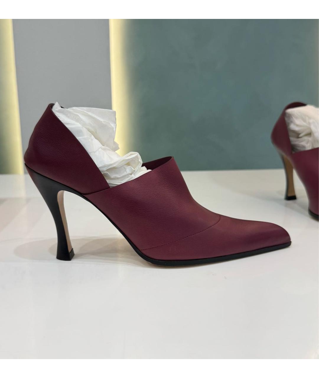 LOEWE Бордовые кожаные туфли, фото 7