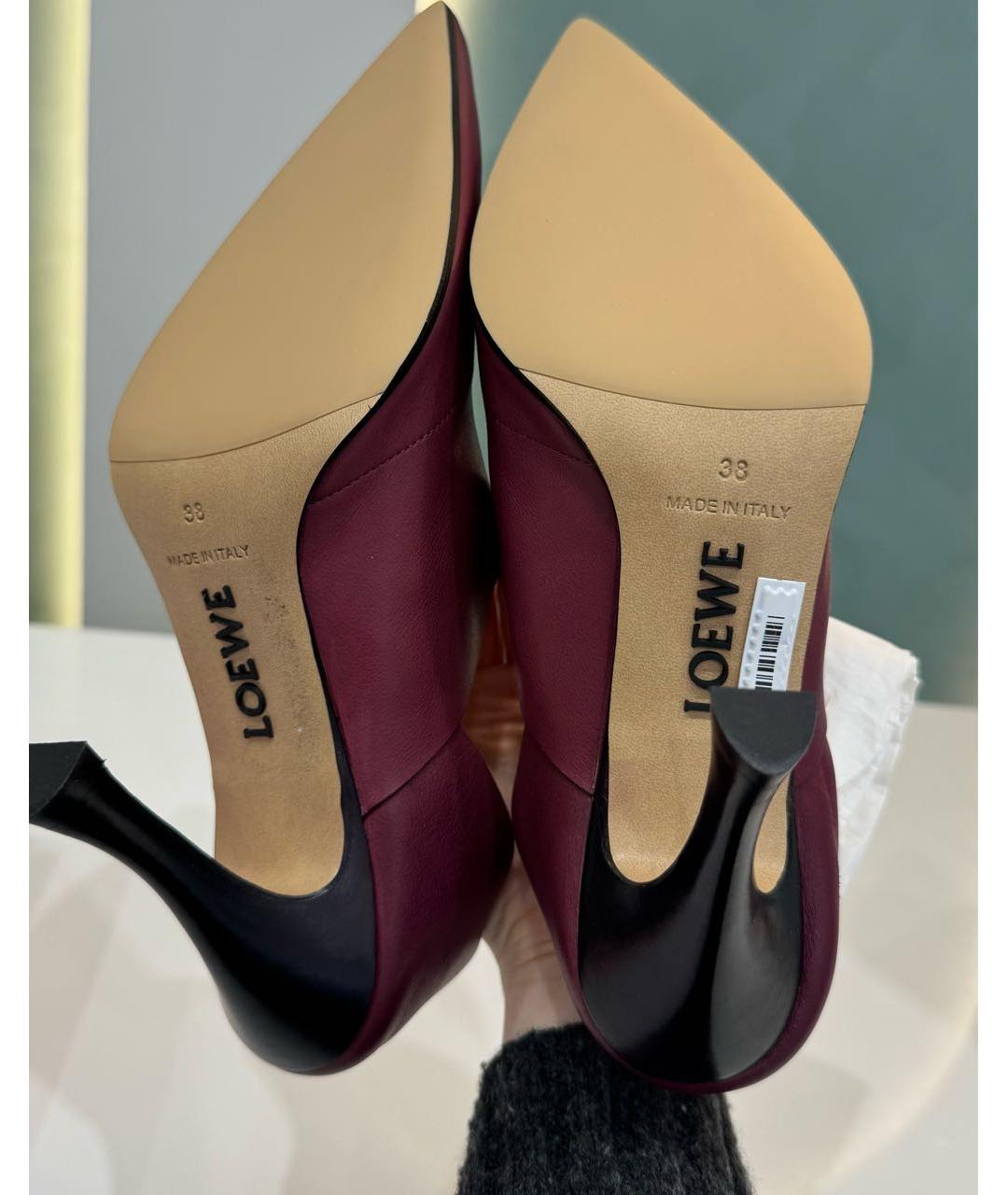 LOEWE Бордовые кожаные туфли, фото 3