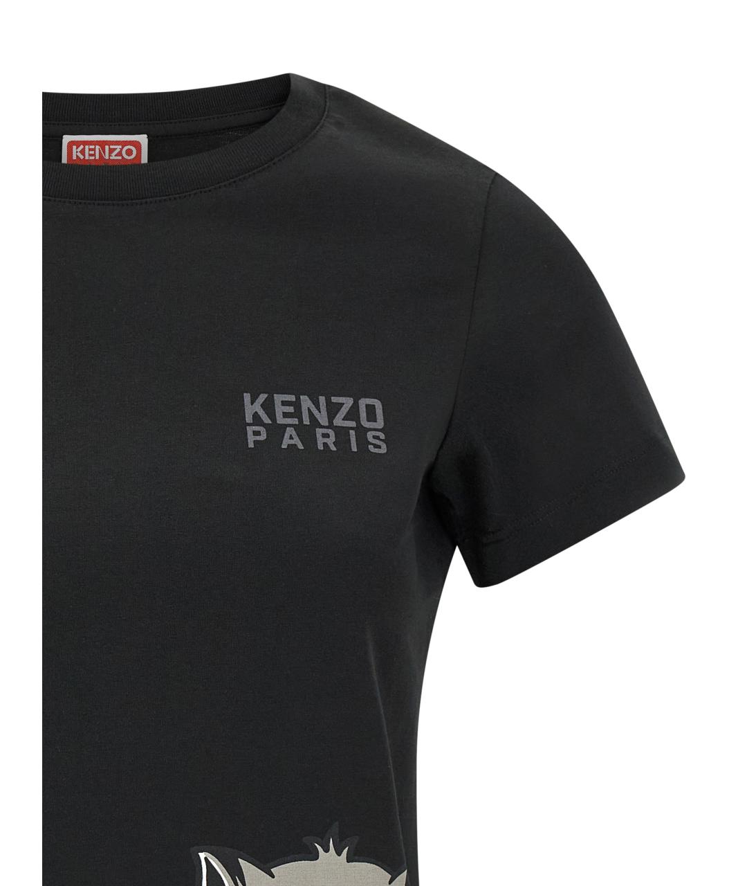 KENZO Черная хлопковая футболка, фото 3