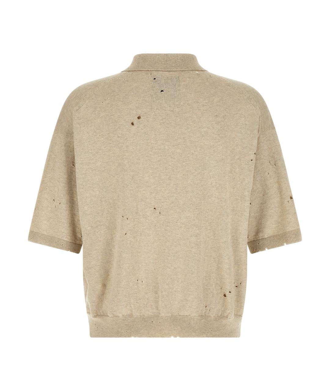 MAISON MIHARA YASUHIRO Бежевое хлопковое поло с коротким рукавом, фото 2