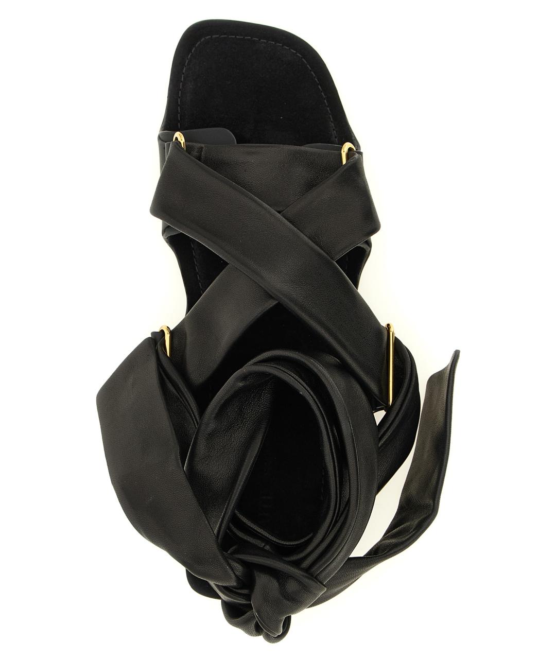 KHAITE Черные кожаные босоножки, фото 4