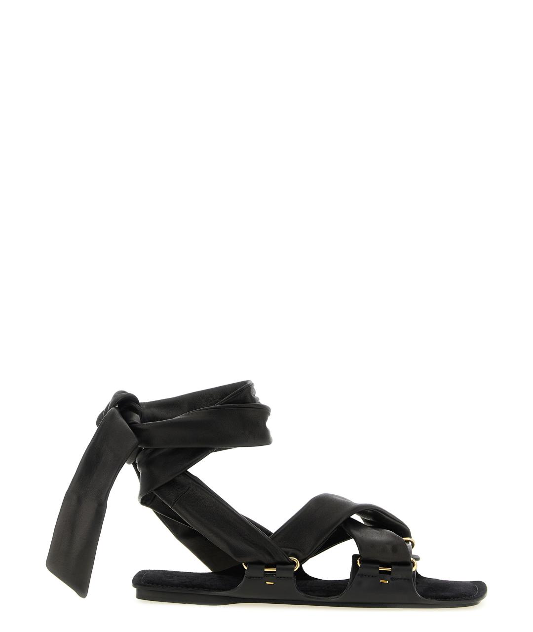 KHAITE Черные кожаные босоножки, фото 1