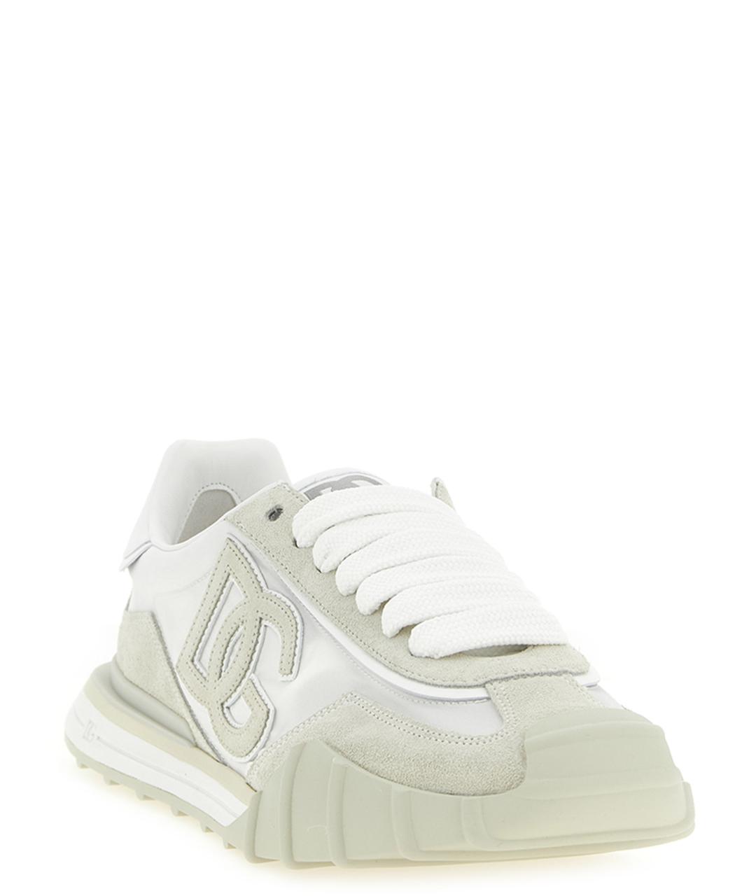 DOLCE&GABBANA Белые текстильные низкие кроссовки / кеды, фото 2