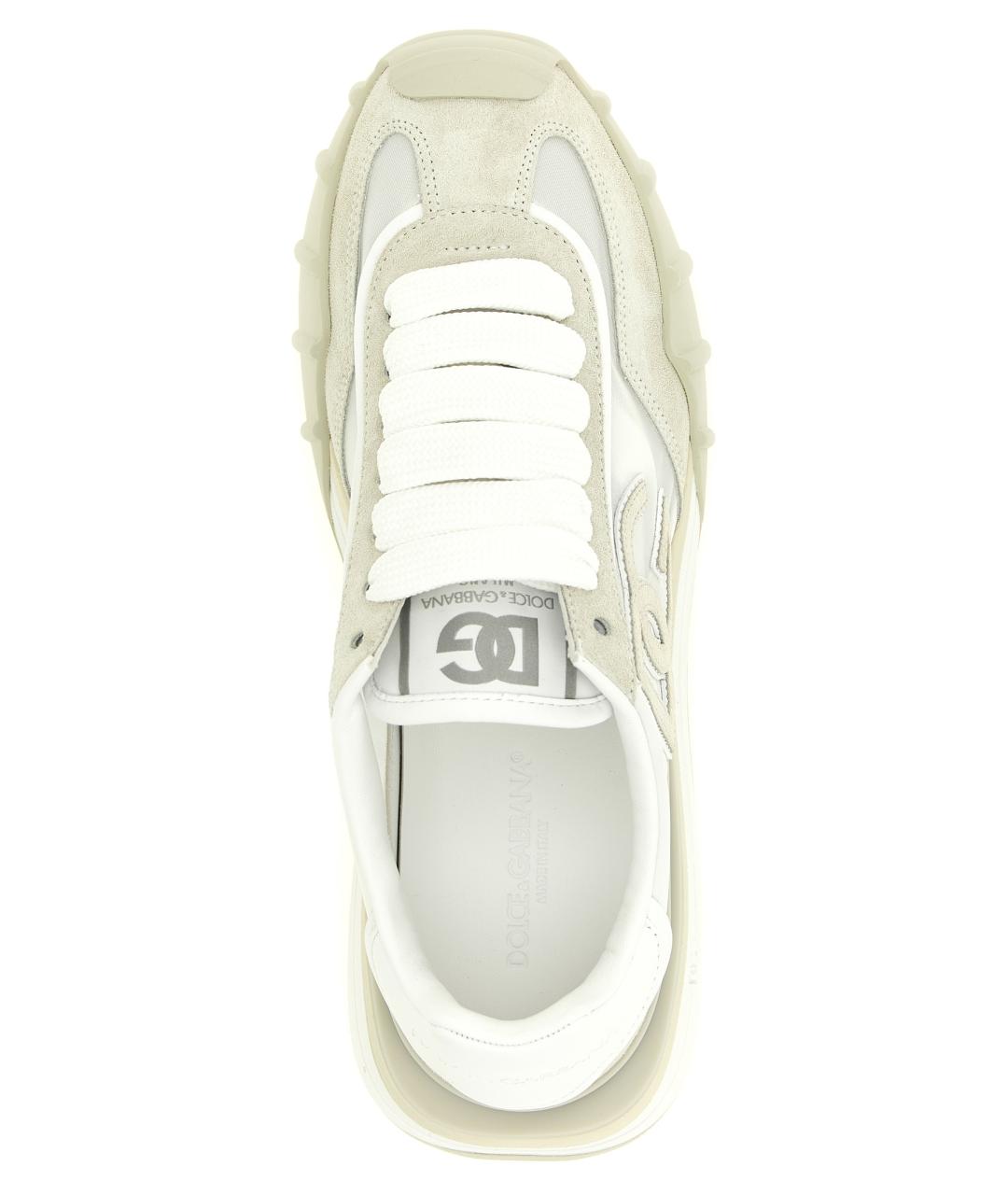 DOLCE&GABBANA Белые текстильные низкие кроссовки / кеды, фото 4