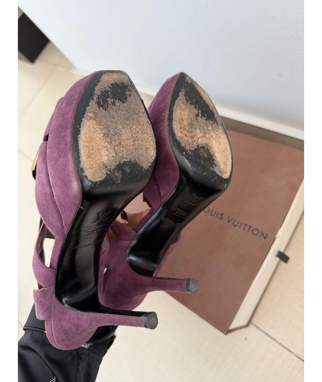 LOUIS VUITTON Фиолетовые замшевые босоножки, фото 5