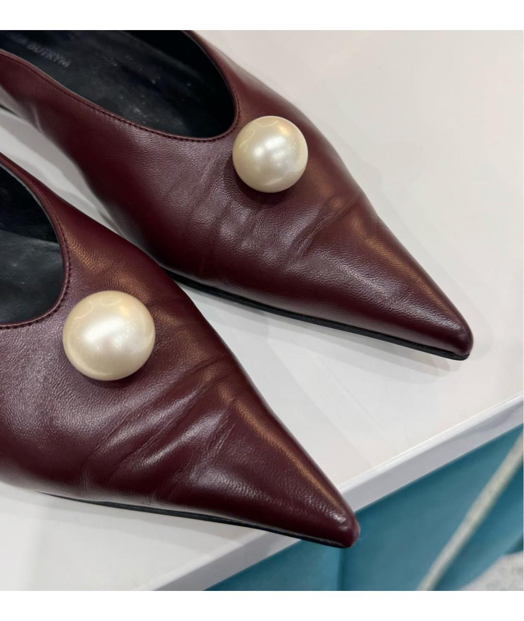 MAGDA BUTRYM Бордовые кожаные балетки, фото 3