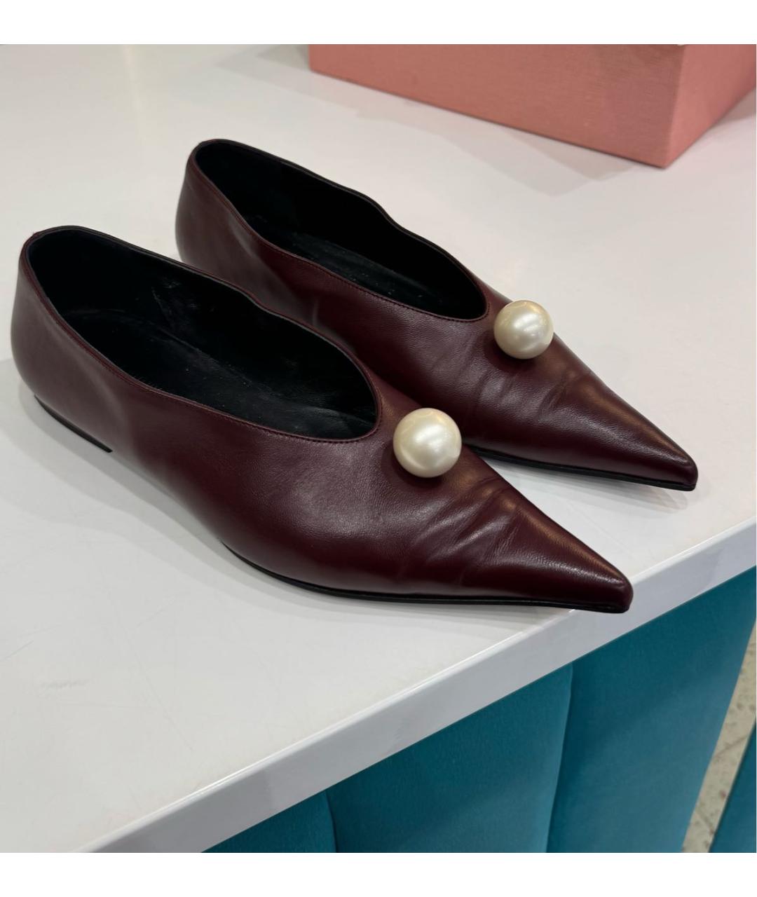 MAGDA BUTRYM Бордовые кожаные балетки, фото 2