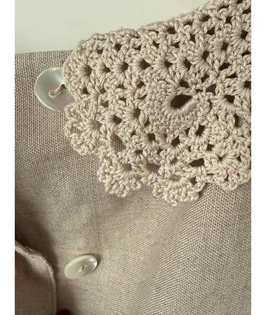 DOLCE&GABBANA Бежевое льняное повседневное платье, фото 7