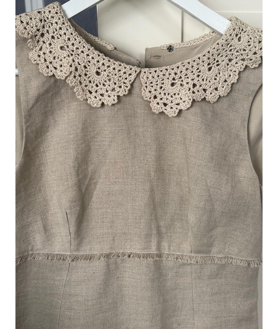 DOLCE&GABBANA Бежевое льняное повседневное платье, фото 3