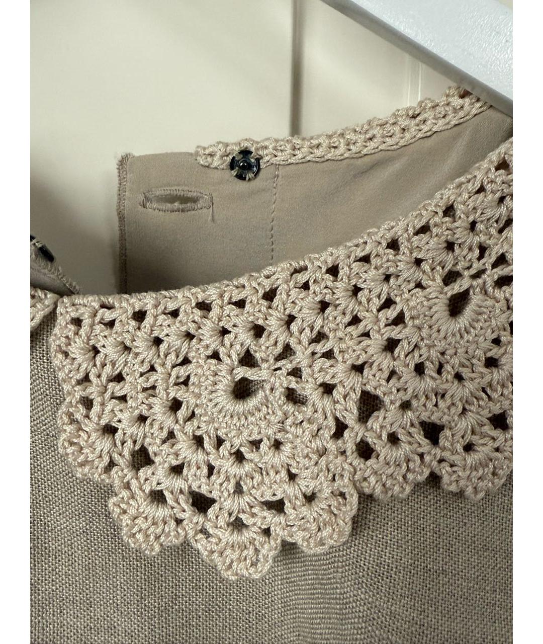 DOLCE&GABBANA Бежевое льняное повседневное платье, фото 4