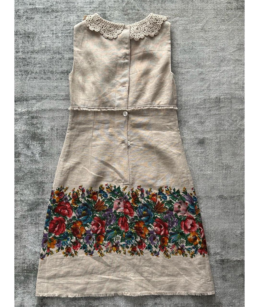 DOLCE&GABBANA Бежевое льняное повседневное платье, фото 2