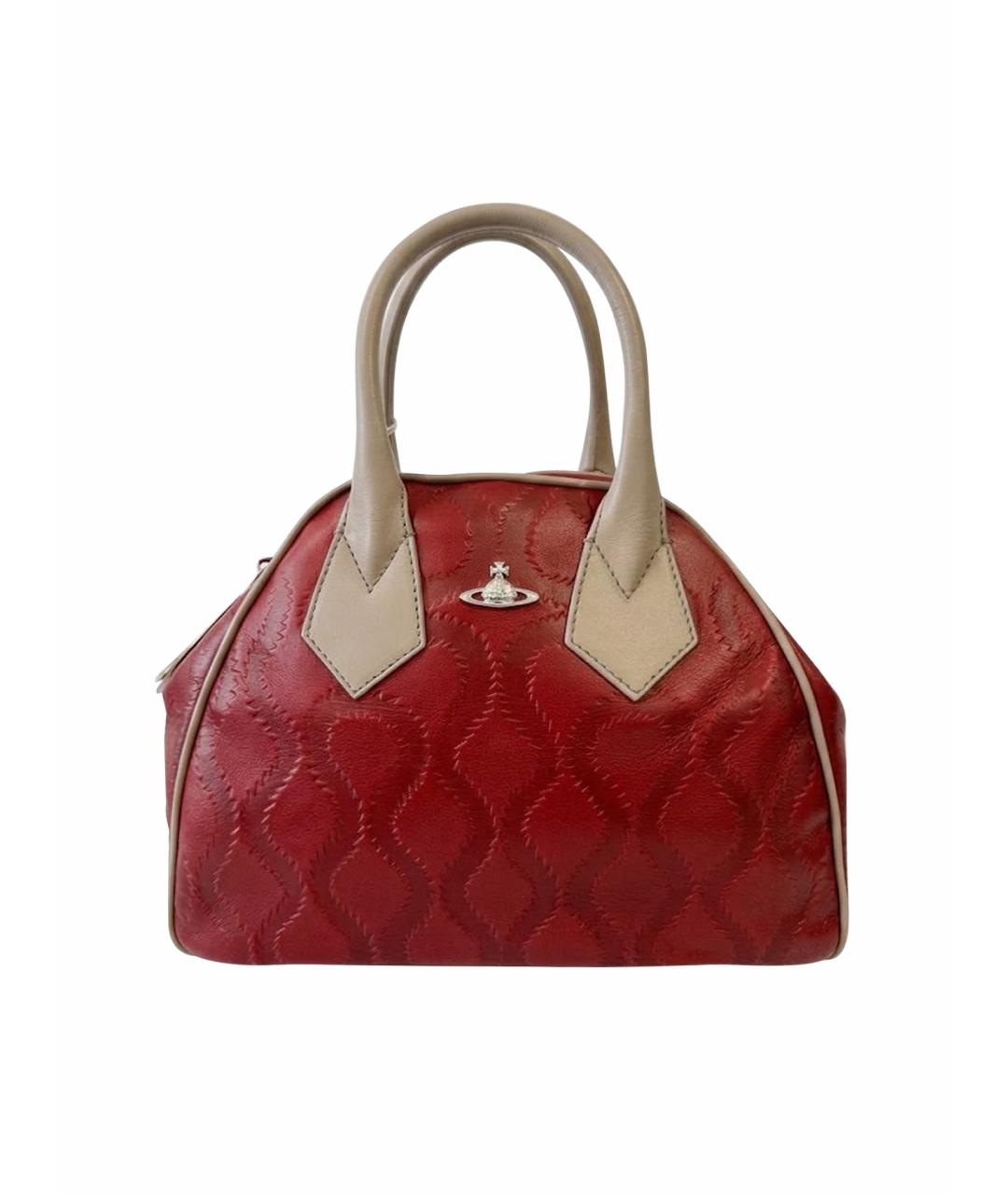 VIVIENNE WESTWOOD Бордовая кожаная сумка с короткими ручками, фото 1