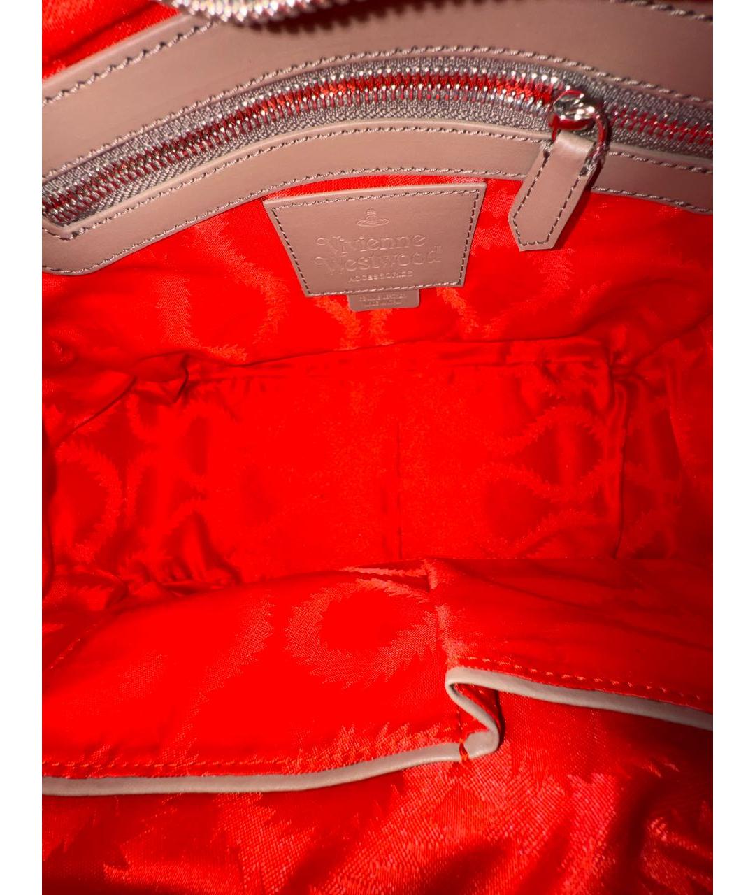 VIVIENNE WESTWOOD Бордовая кожаная сумка с короткими ручками, фото 6