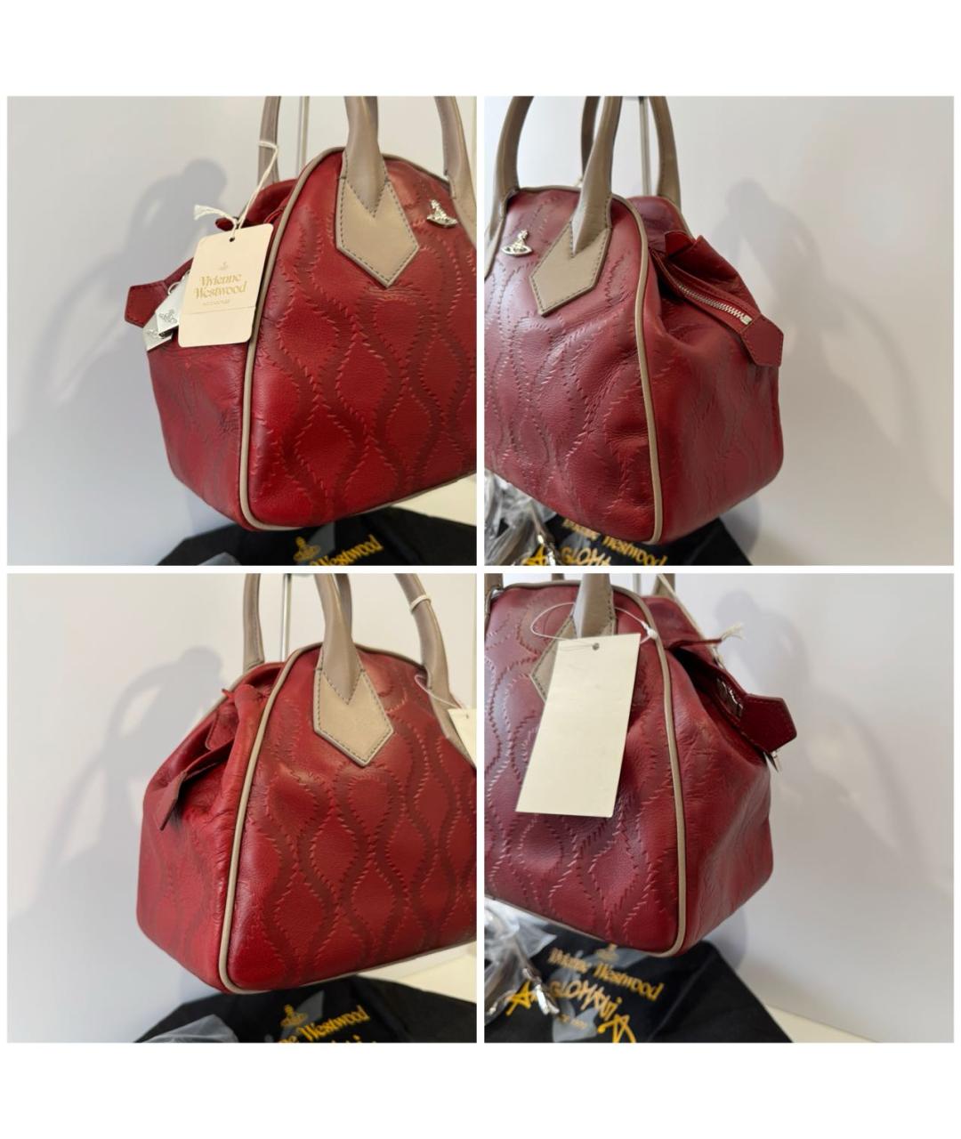 VIVIENNE WESTWOOD Бордовая кожаная сумка с короткими ручками, фото 5