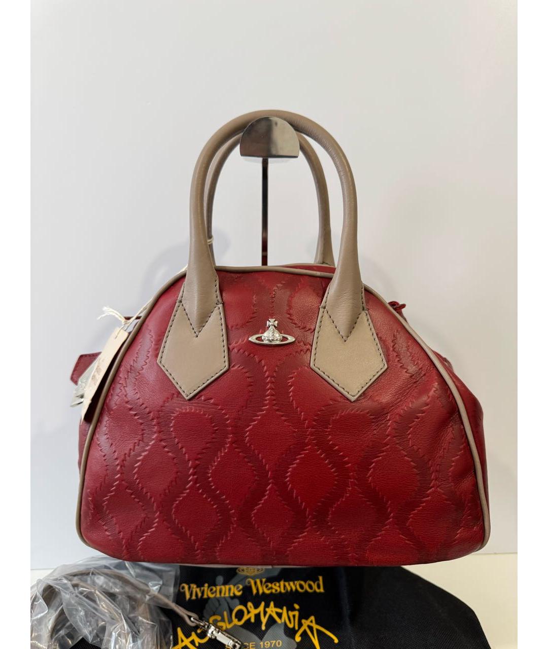 VIVIENNE WESTWOOD Бордовая кожаная сумка с короткими ручками, фото 9
