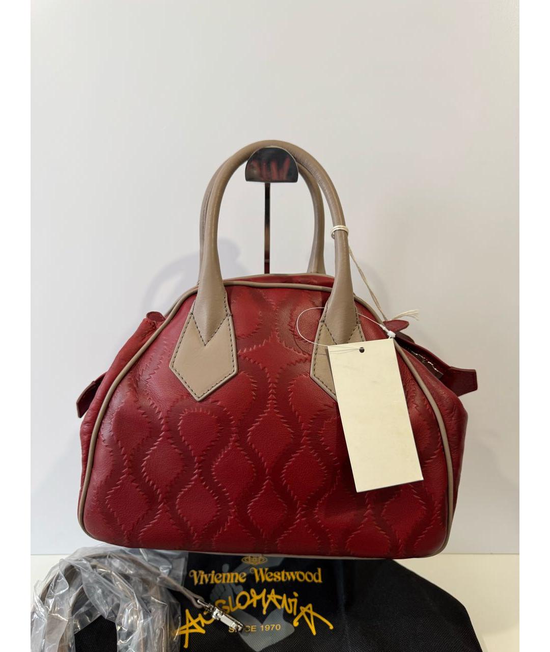 VIVIENNE WESTWOOD Бордовая кожаная сумка с короткими ручками, фото 2