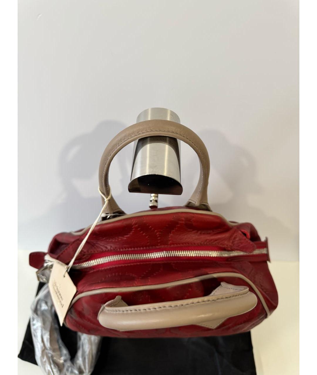 VIVIENNE WESTWOOD Бордовая кожаная сумка с короткими ручками, фото 4