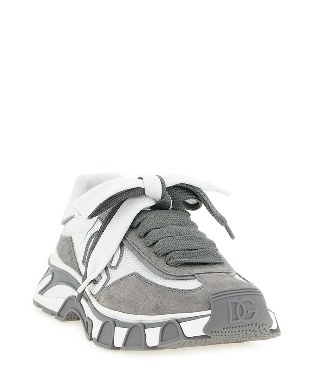 DOLCE&GABBANA Серые текстильные низкие кроссовки / кеды, фото 2