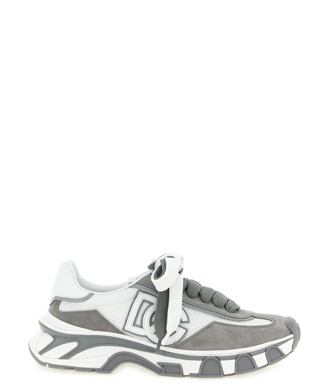 DOLCE&GABBANA Серые текстильные низкие кроссовки / кеды, фото 1