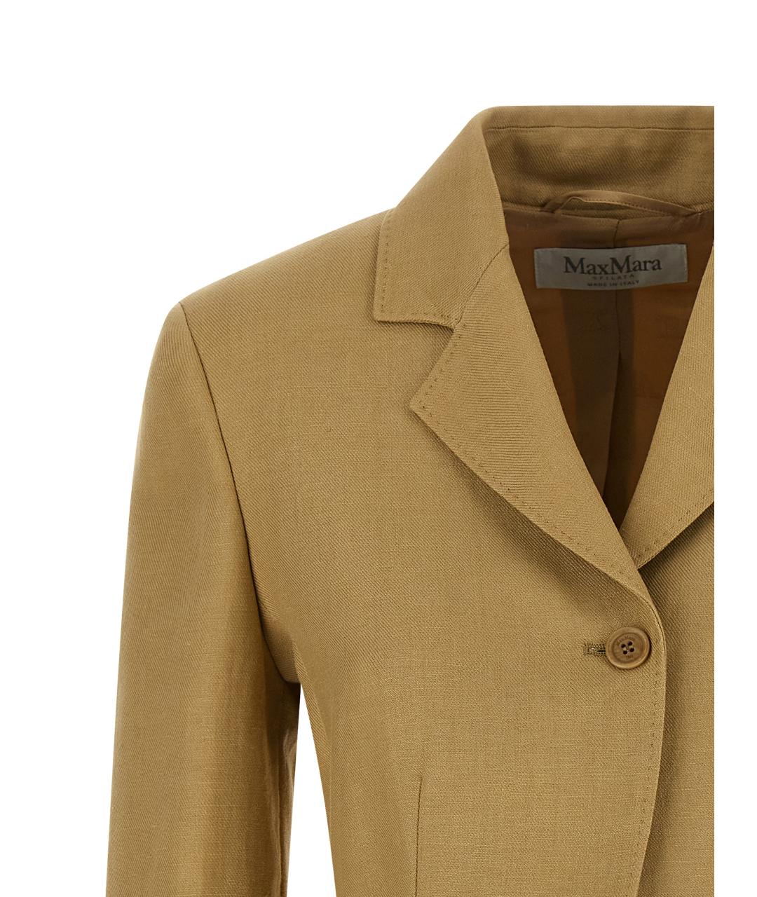 MAX MARA Бежевый льняной жакет/пиджак, фото 3