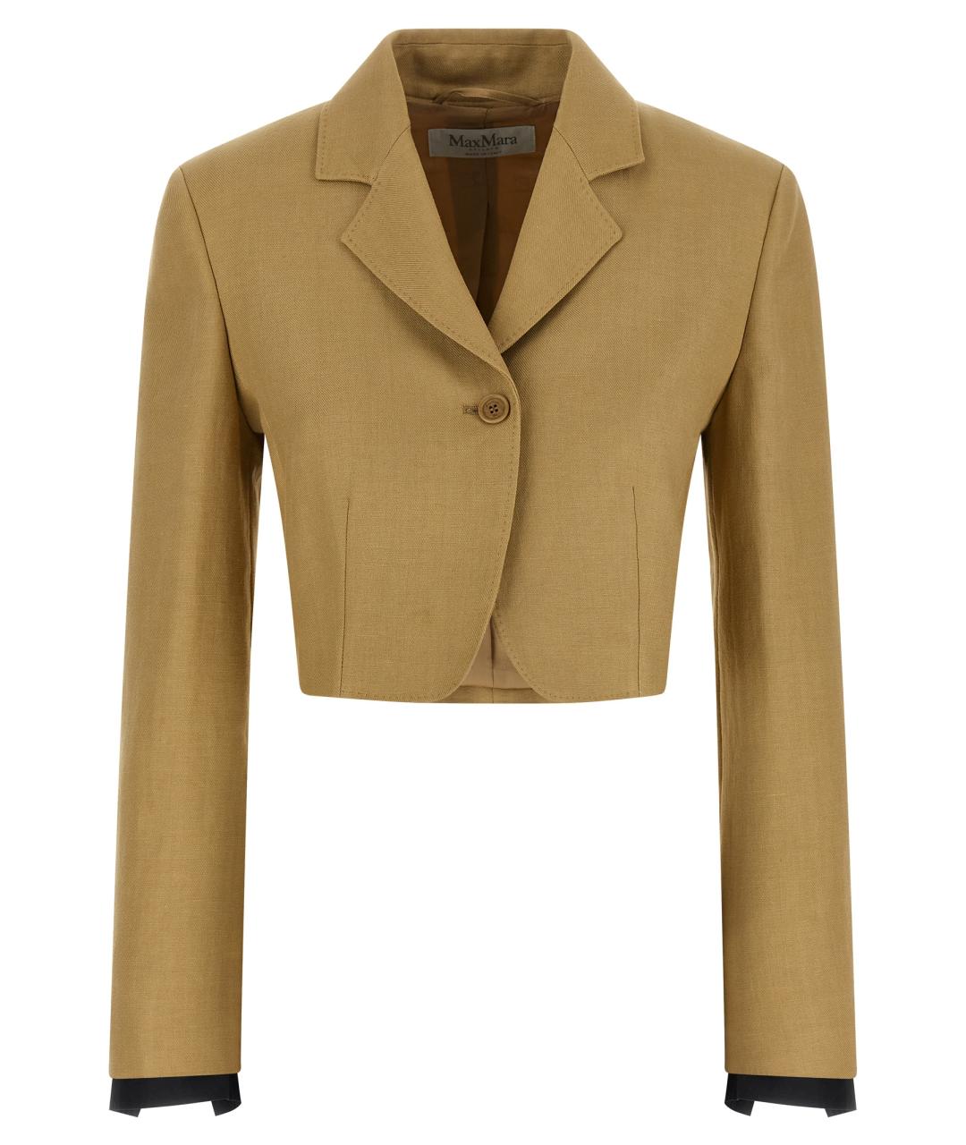 MAX MARA Бежевый льняной жакет/пиджак, фото 1