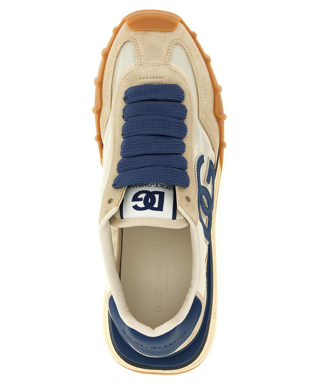 DOLCE&GABBANA Бежевые текстильные низкие кроссовки / кеды, фото 4