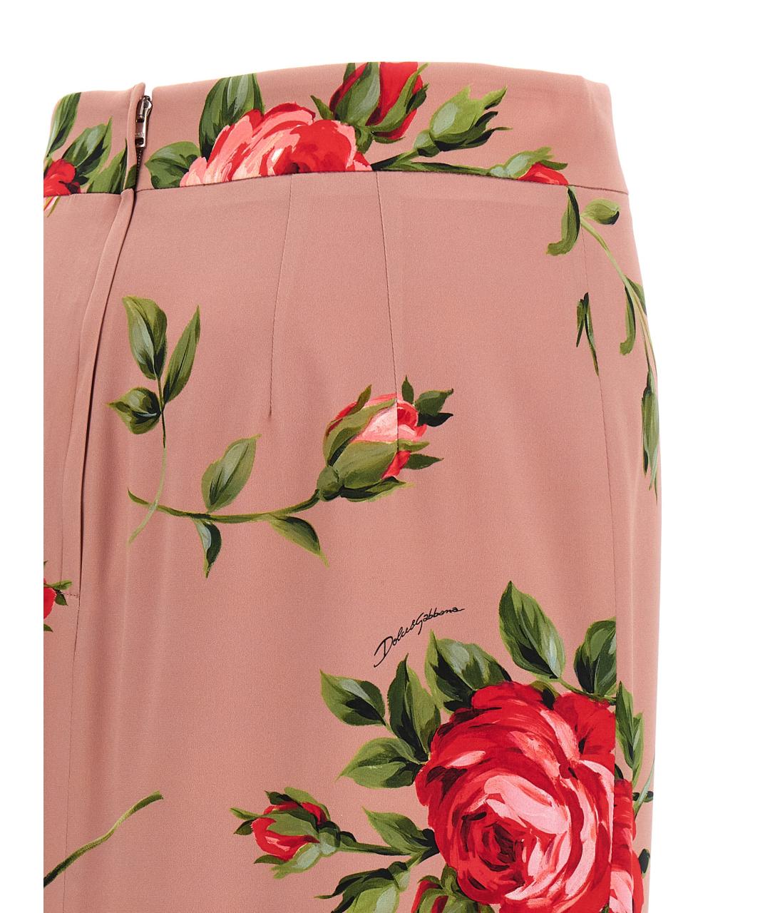 DOLCE&GABBANA Розовая шелковая юбка миди, фото 4
