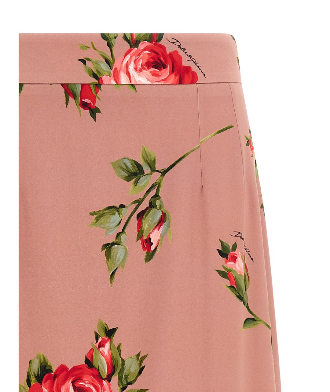 DOLCE&GABBANA Розовая шелковая юбка миди, фото 3