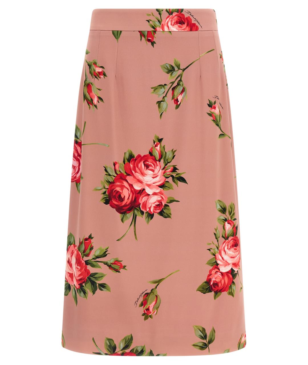 DOLCE&GABBANA Розовая шелковая юбка миди, фото 1