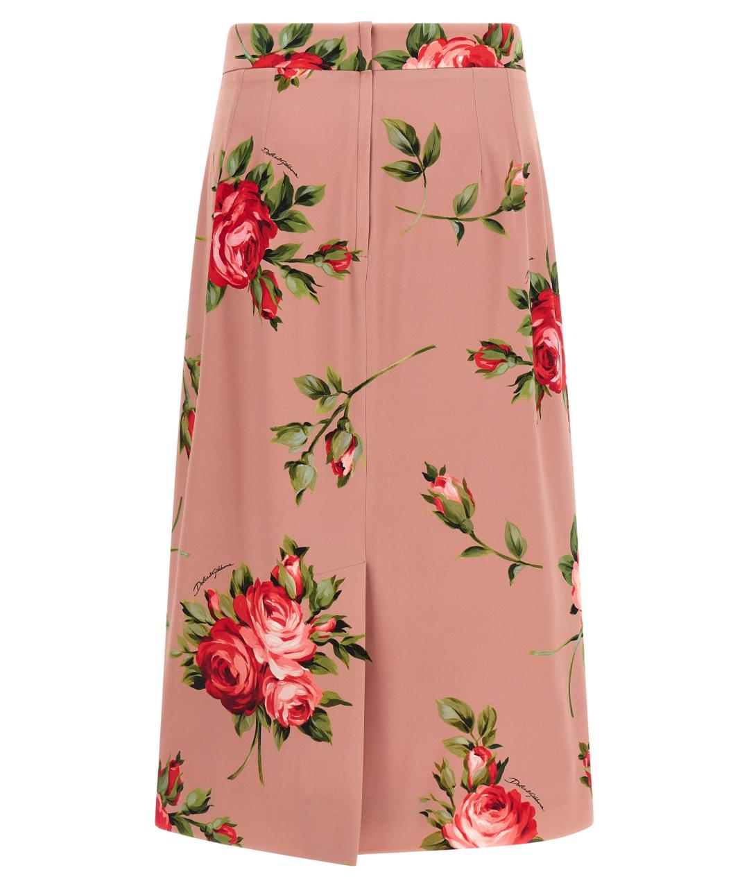 DOLCE&GABBANA Розовая шелковая юбка миди, фото 2