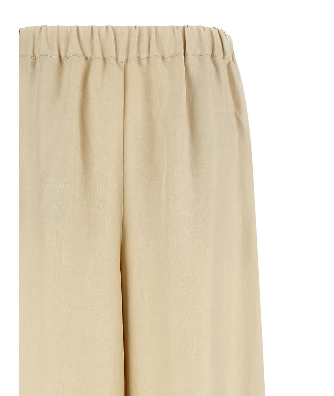 MAX MARA Бежевые льняные брюки широкие, фото 3