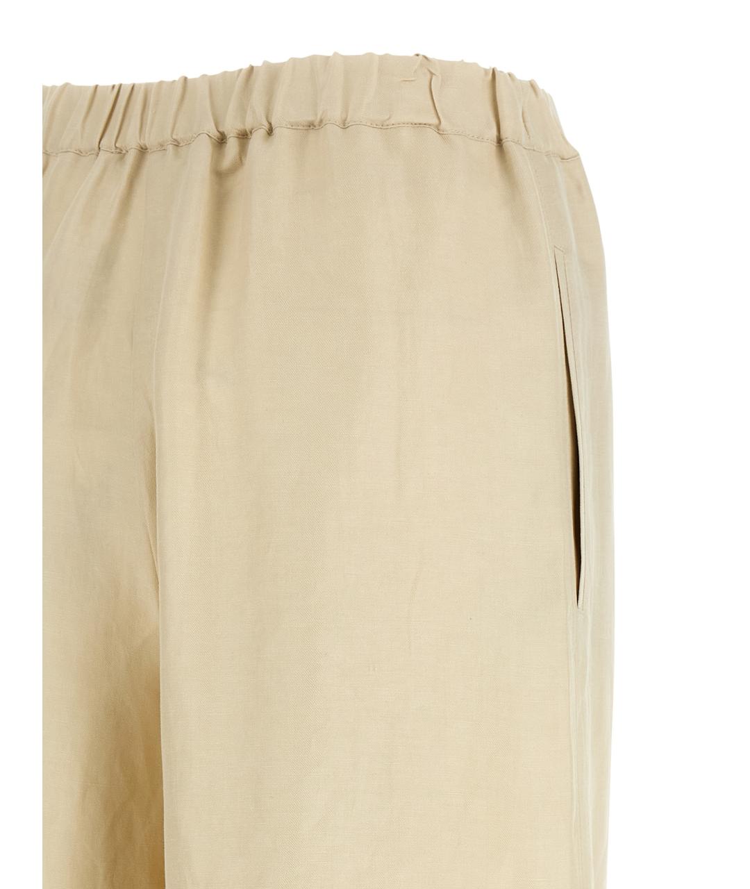 MAX MARA Бежевые льняные брюки широкие, фото 4