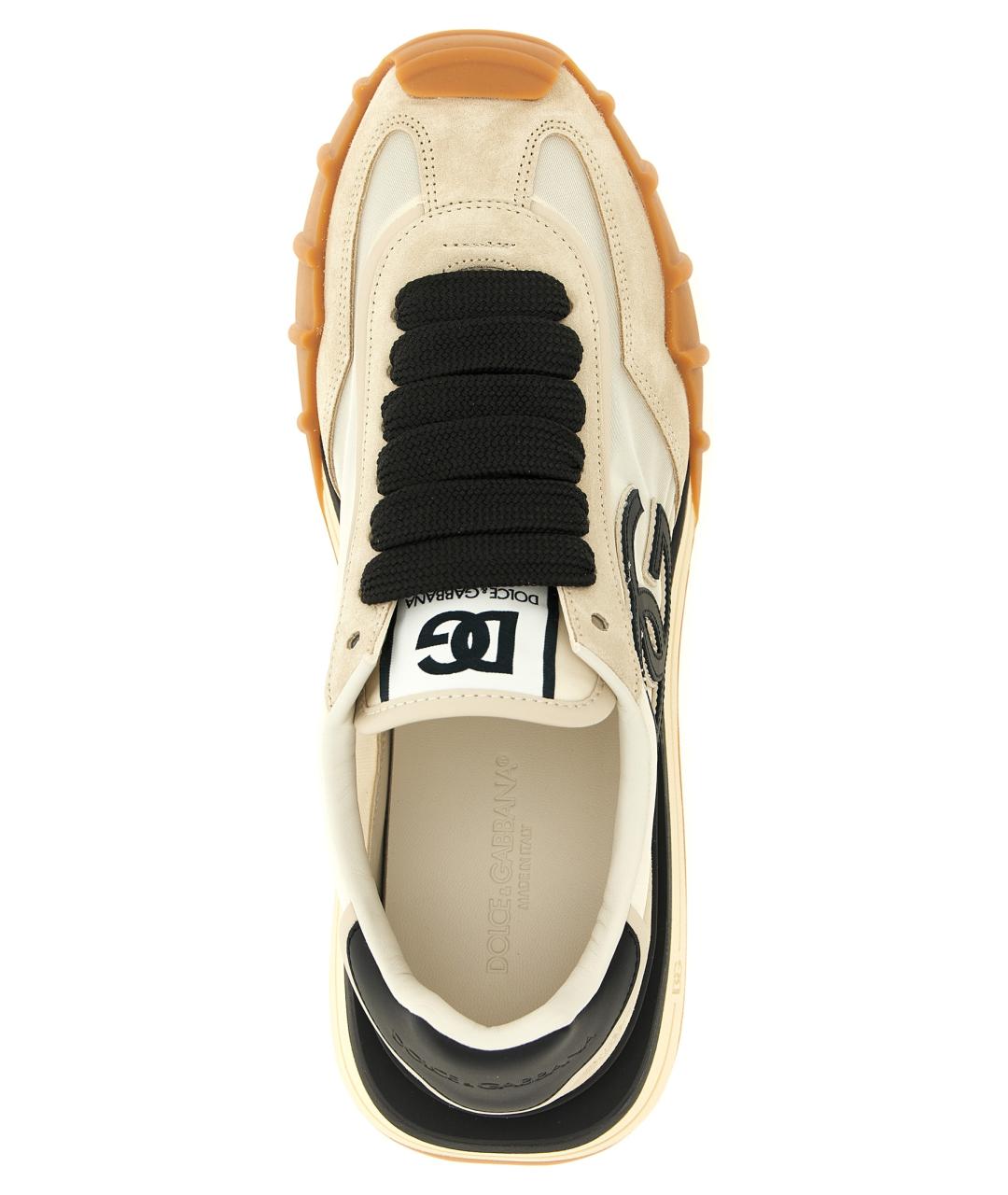 DOLCE&GABBANA Бежевые текстильные низкие кроссовки / кеды, фото 4