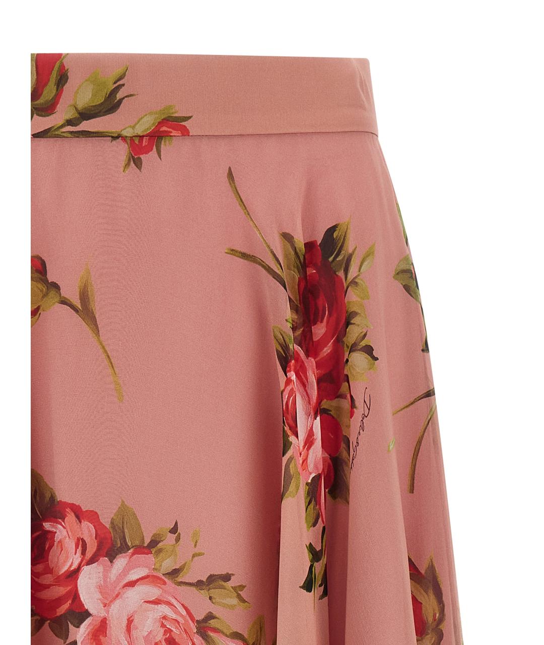 DOLCE&GABBANA Розовая шелковая юбка миди, фото 3