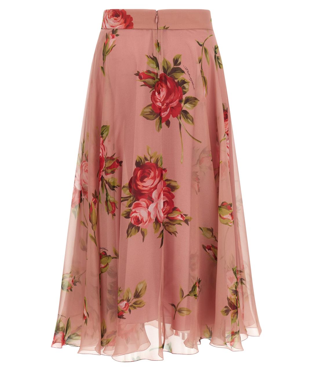 DOLCE&GABBANA Розовая шелковая юбка миди, фото 2