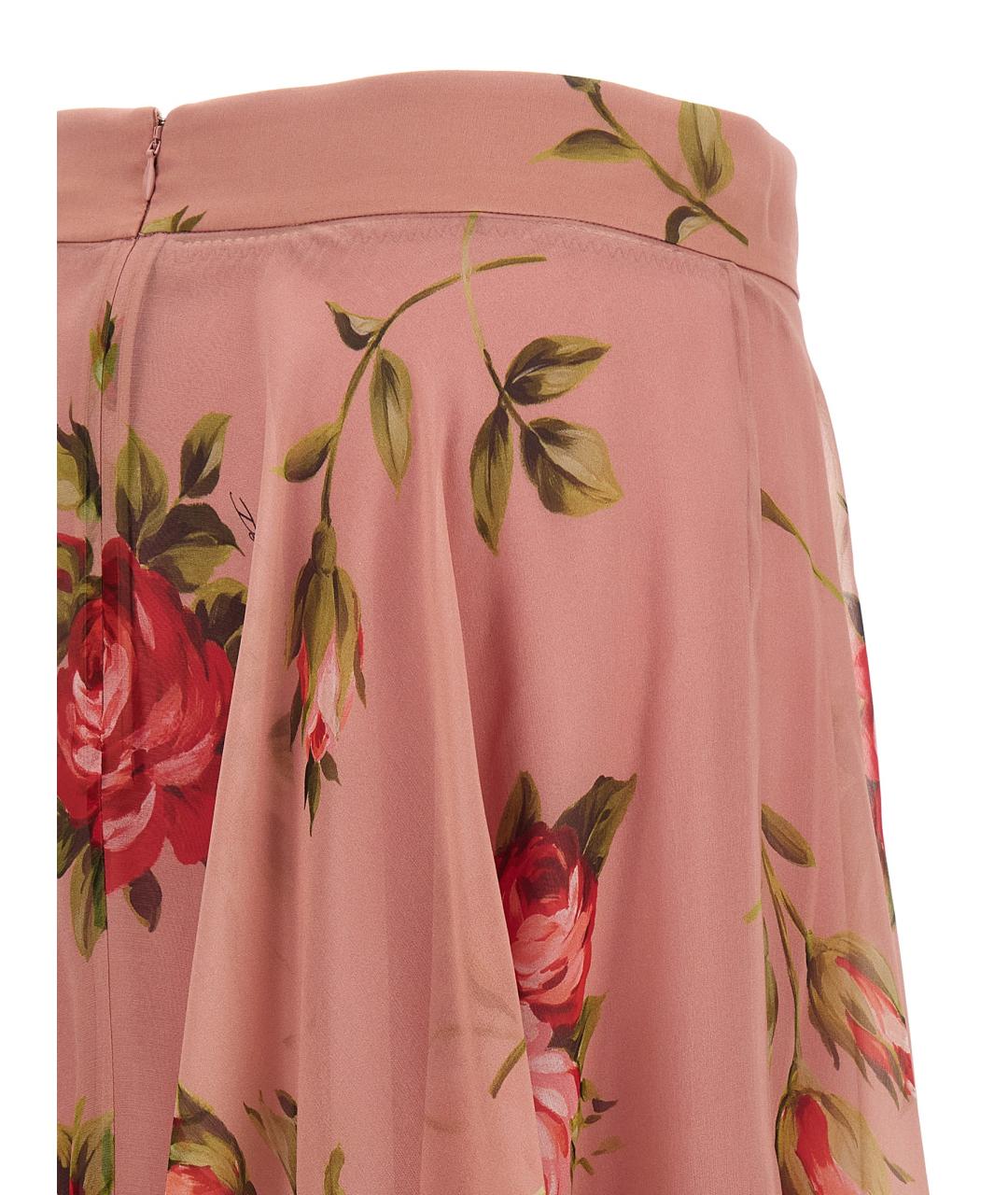 DOLCE&GABBANA Розовая шелковая юбка миди, фото 4