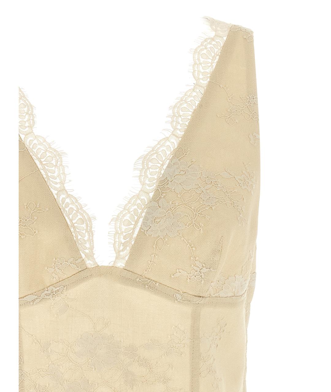 PINKO Бежевая льняная майка, фото 3